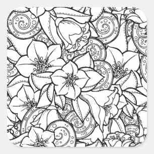 Blume Zendoodle Quadratischer Aufkleber