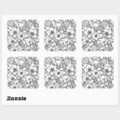 Blume Zendoodle Quadratischer Aufkleber (Blatt)