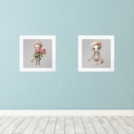 Blume Zombies | Quirky-Dollars Bilderwand Sets (Holzboden)