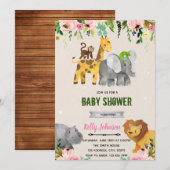 Blume Zootiere Dusche Einladung (Vorne/Hinten)
