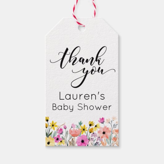 Blume zu Aquarellfarben Vielen Dank Geschenkanhänger (Vorderseite)