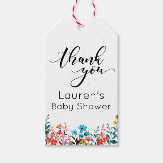 Blume zu Aquarellfarben Vielen Dank Geschenkanhänger (Vorderseite)