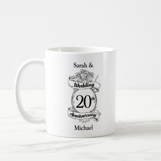 Blume zum 20. Hochzeitstag Kaffeetasse (Links)