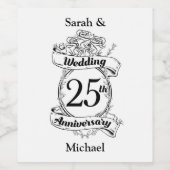 Blume zum 25. Geburtstag der Silbermedaille Rose Weinetikett (Einzelnes Label)