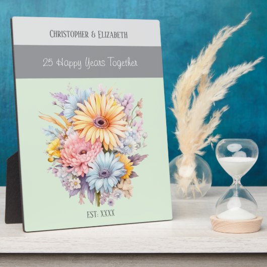 Blume zum 25. Jahrestag geben grüne Namen Fotoplatte (Seite)