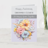 Blume zum 25. Silver Jubiläum grau lila Karte (Vorderseite)