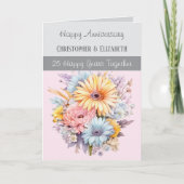 Blume zum 25. Silver Jubiläum grau rosa Karte (Vorderseite)