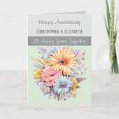 Blume zum 25. Silver Jubiläum graugrün Karte (Vorderseite)