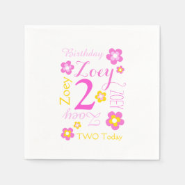 Blume zum 2. Geburtstag mit dem Namen Grafikgelb p Serviette