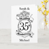 Blume zum 35. Hochzeitstag schwarz-weiß Karte (Gelbe Blume)