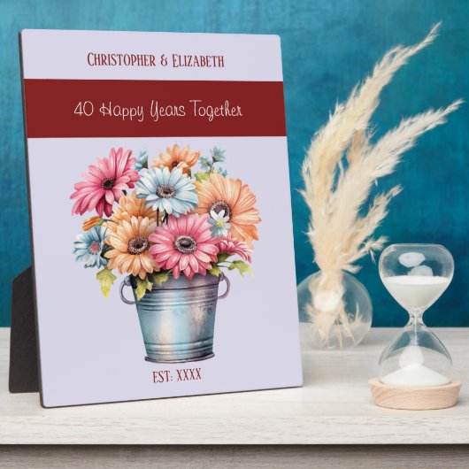 Blume zum 40-jährigen Ruby-Jubiläum ernennen lila Fotoplatte (Seite)