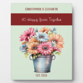 Blume zum 40-jährigen Ruby-Jubiläum geben grüne Na Fotoplatte (Vorderseite)