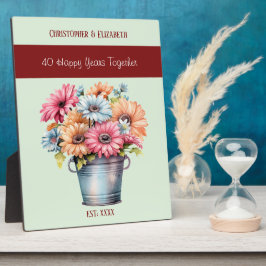 Blume zum 40-jährigen Ruby-Jubiläum geben grüne Na Fotoplatte