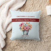 Blume zum 40. Ruby-Jubiläum blau Kissen (Decke)