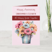 Blume zum 40. Ruby-Jubiläum bordeauxrot Karte (Vorderseite)