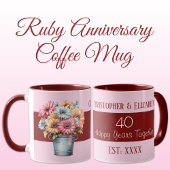 Blume zum 40. Ruby-Jubiläum pink Tasse