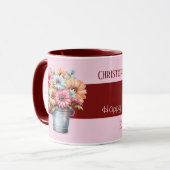Blume zum 40. Ruby-Jubiläum pink Tasse (Vorderseite Links)