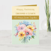 Blume zum 50. Goldenen Jubiläum grün Karte (Vorderseite)