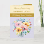 Blume zum 50. Goldenen Jubiläum lila Karte (Vorderseite)