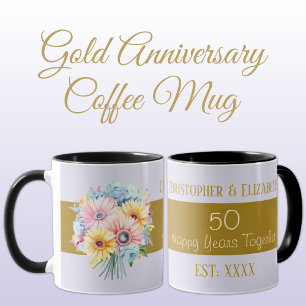 Blume zum 50. Goldjubiläum geben lila Namen Tasse