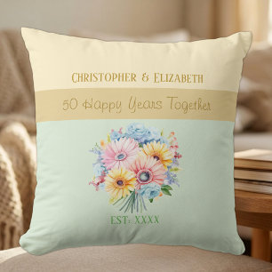 Blume zum 50. Goldjubiläum grün Kissen
