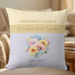 Blume zum 50. Goldjubiläum lila Kissen