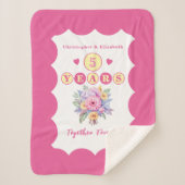 Blume zum 5. Jubiläum für immer rosa Sherpadecke (Vorderseite)