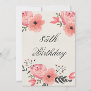 Blume zum 85. Geburtstag Chic Watercolor Einladung