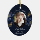 Blume zum blauen Foto Keramik Ornament (Rechts)