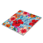 Blume zum blauen tropischen Hibiskus Fliese (Seite)