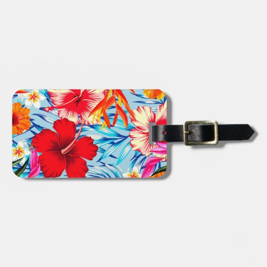Blume zum blauen tropischen Hibiskus Gepäckanhänger (Vorderseite horizontal)