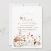 Blume zum ersten Geburtstag Fairys Pixie Girls Einladung (Vorderseite)