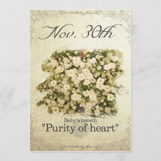 Blume zum Geburtstag am 30. November"Babyatmen" Karte