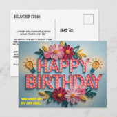 Blume zum Geburtstag mit Lichtern Postkarte (Vorne/Hinten)