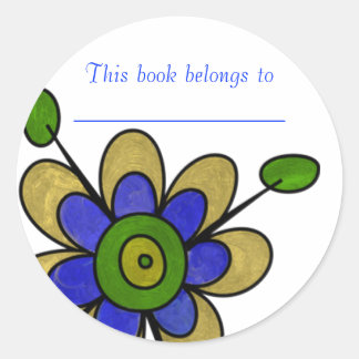 Blume zum Gelben und Blauen Spaß Runder Aufkleber