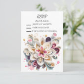 Blume zum Hochzeitsarbeiten von RSVP Einladung (Stehend Vorderseite)