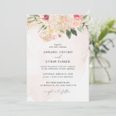 Blume zum Hochzeitsfeiern mit Peony und Gold Einladung (Stehend Vorderseite)