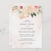 Blume zum Hochzeitsfeiern mit Peony und Gold Einladung (Vorne/Hinten)