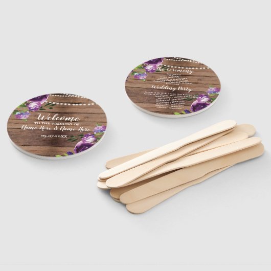 Blume zum Hochzeitsprogramm für lila Holzflora Fächer (Non-assembled)