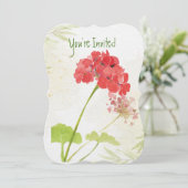 Blume zum Hochzeitstag Geranium Garden Einladung (Stehend Vorderseite)