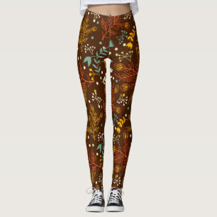 Blume zum hübschen Fall im reichen braunen Hinterg Leggings