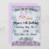 Blume zum Lavendel Einladung (Vorne/Hinten)