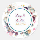 Blume zum Papierabfüllen Elegant Personalisiert Runder Aufkleber (Vorderseite)