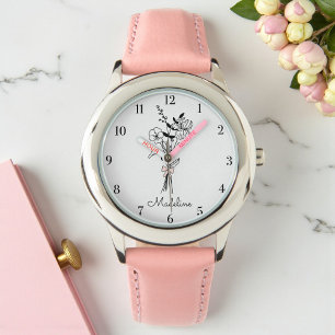 Blume zum personalisierten Geburtstag für ihre Blü Armbanduhr