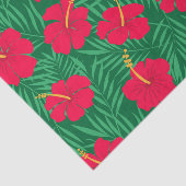 Blume zum Roten Hibiskus auf den tropischen grünen Seidenpapier (Ausschnitt)