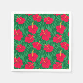 Blume zum Roten Hibiskus auf den tropischen grünen Serviette (Vorderseite)