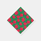 Blume zum Roten Hibiskus auf den tropischen grünen Serviette (Ecke)