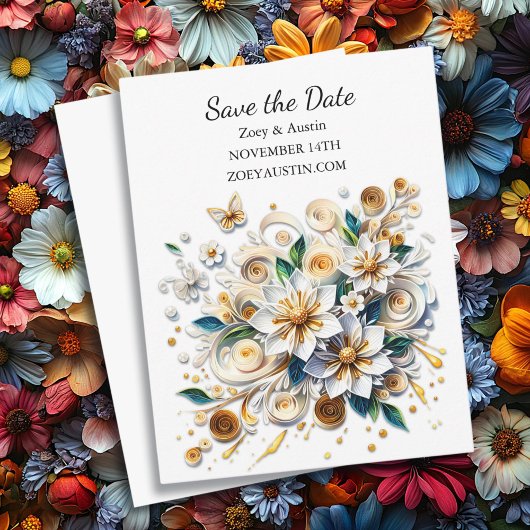 Blume zum Schneiden von Papier speichern das Datum Einladung