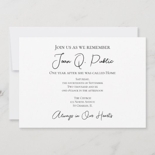 Blume zum Tode Jubiläum der Weißen Wasserlilie Einladung (Rückseite)