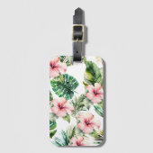 Blume zum tropischen Pink-Hibiskus Gepäckanhänger (Vorderseite Vertikal)